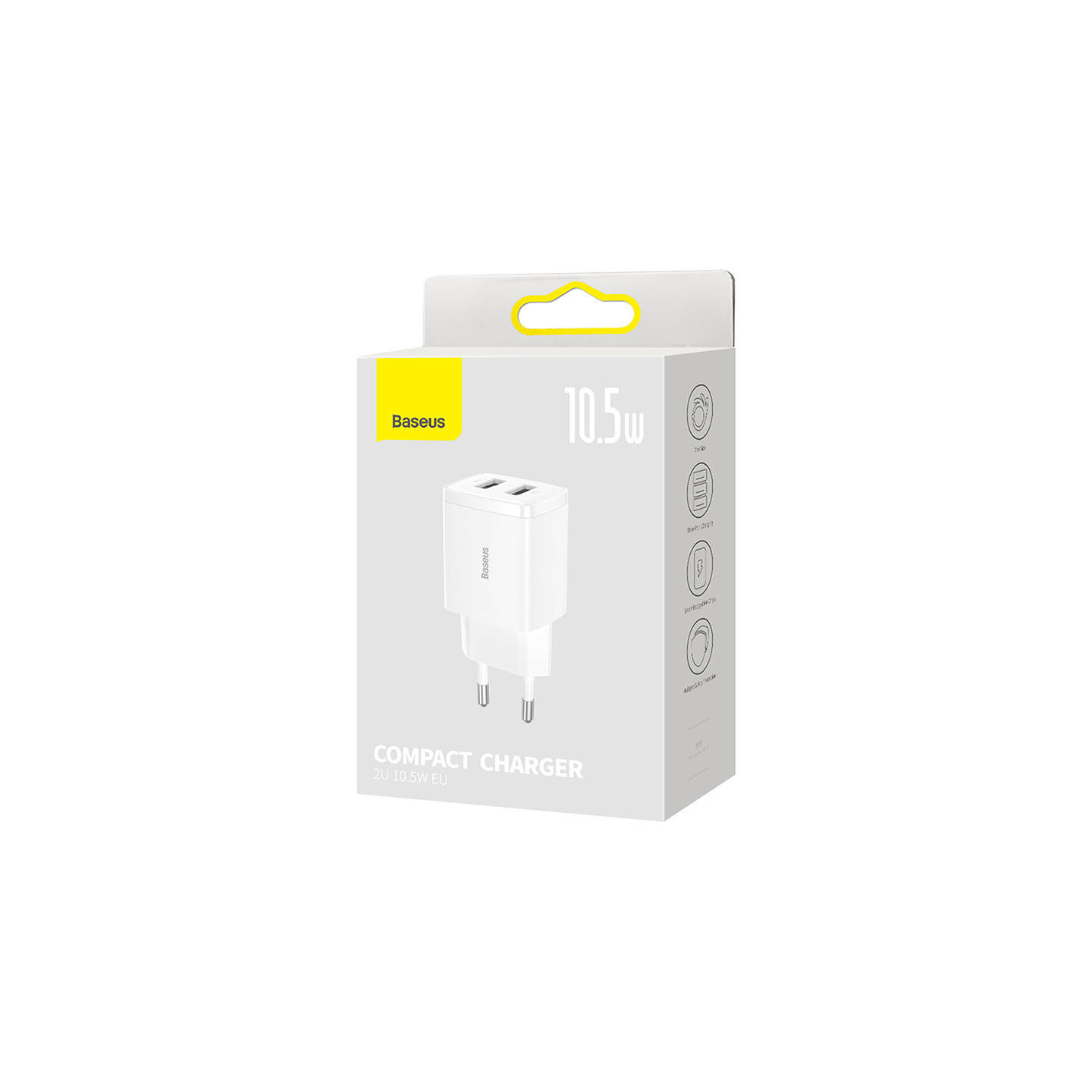 Baseus Compact Quick Charger, 2x USB, 10.5W (white)