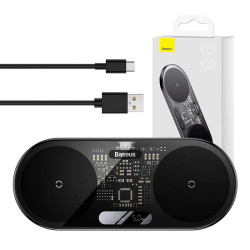 View product Dual Qi wireless charger Baseus Digital LED Display, 20W