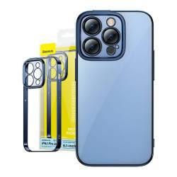 View product Baseus Glitter Transparent Case and Tempered Glass set for iPhone 14 Pro (blue)