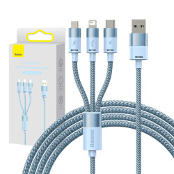 View product 3in1 USB cable Baseus StarSpeed Series, USB-C + Micro + Lightning 3,5A, 1.2m (Blue)
