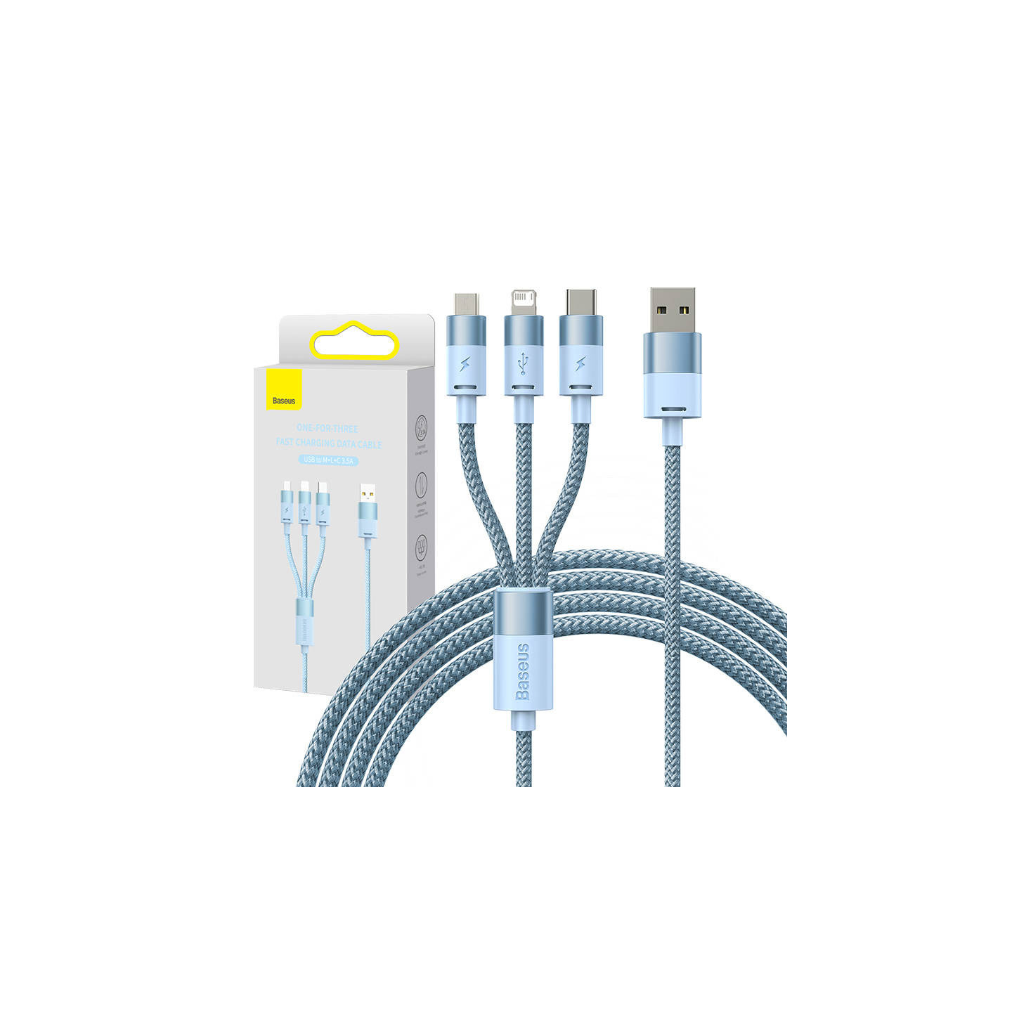 3in1 USB cable Baseus StarSpeed Series, USB-C + Micro + Lightning 3,5A, 1.2m (Blue)