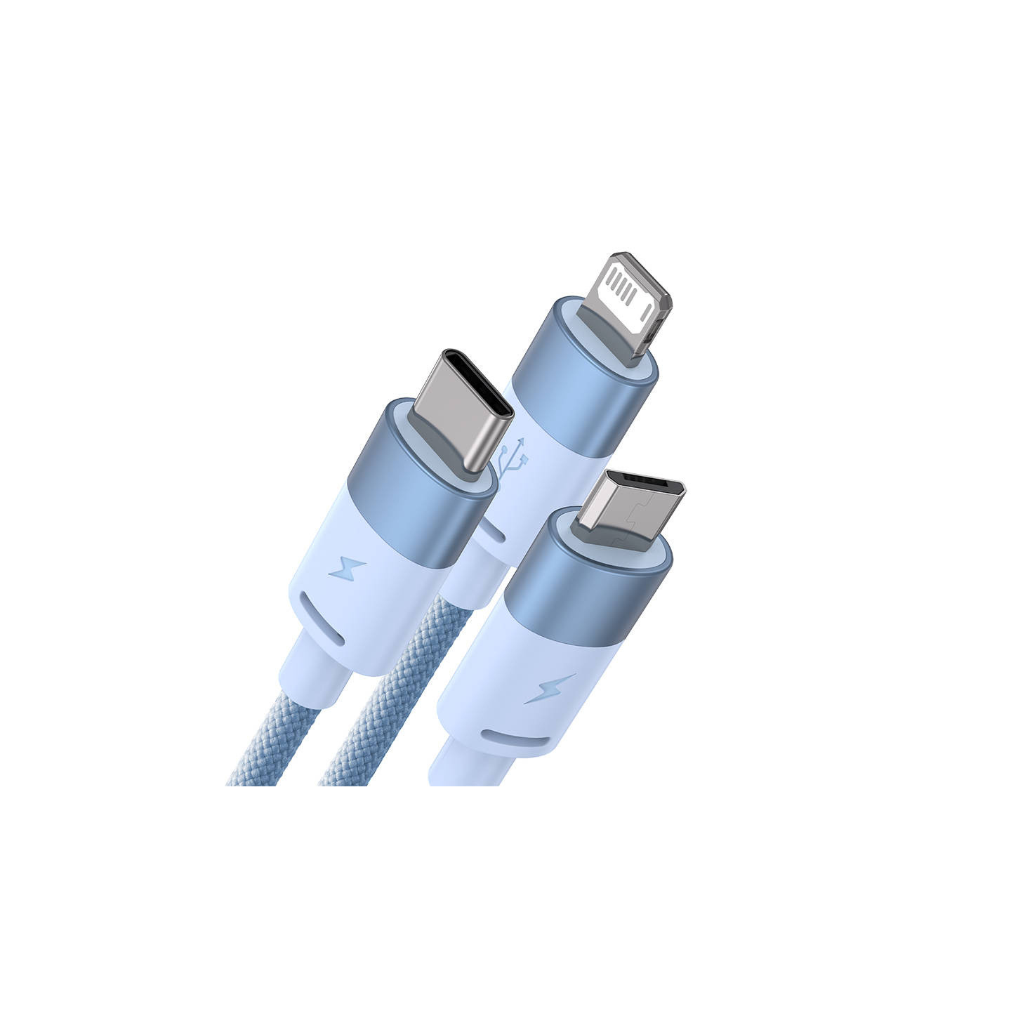 3in1 USB cable Baseus StarSpeed Series, USB-C + Micro + Lightning 3,5A, 1.2m (Blue)