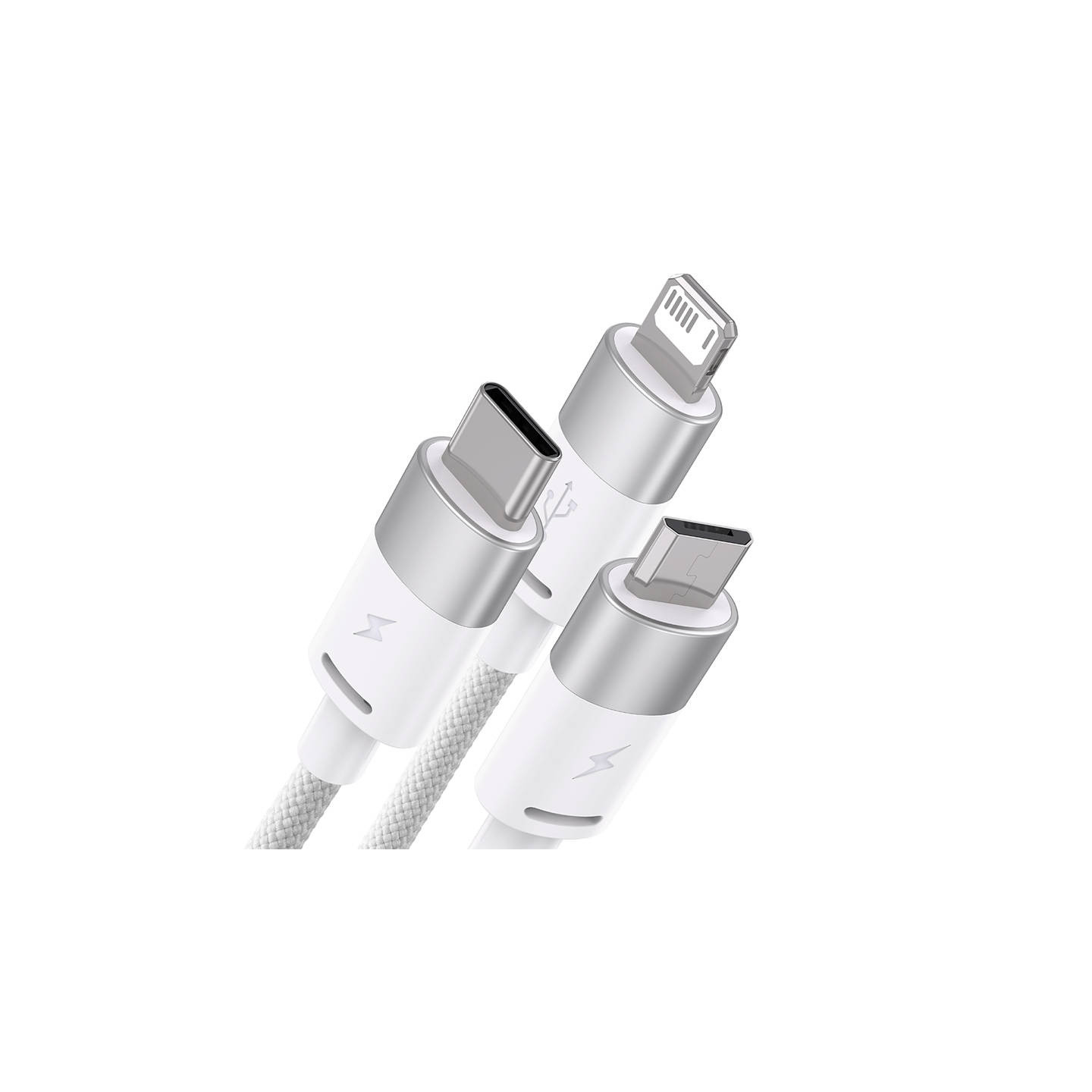 3in1 USB cable Baseus StarSpeed Series, USB-C + Micro + Lightning 3,5A, 1.2m (White)