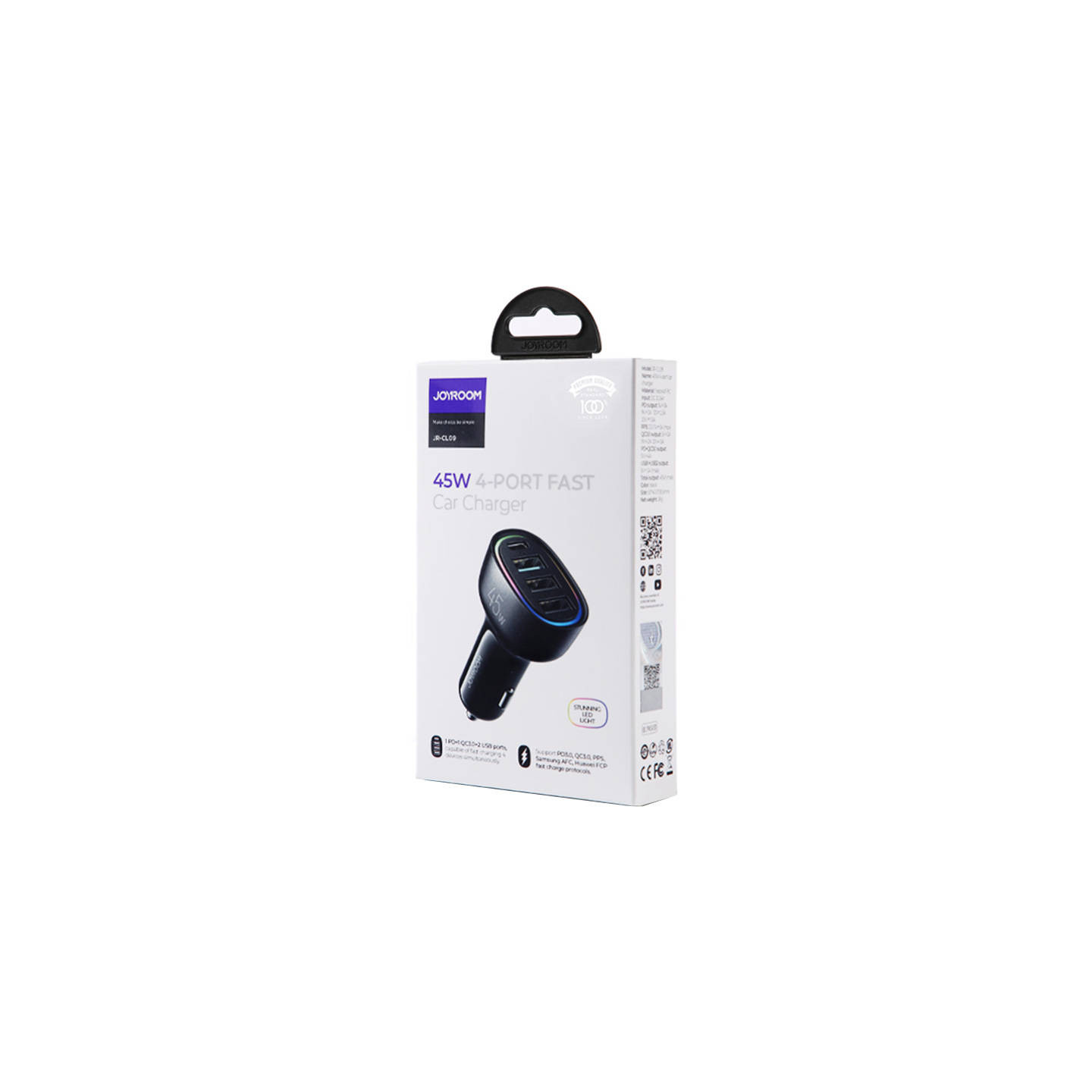 Car charger Joyroom JR-CL09, 4-port, 1x USB-C PD, 1x QC3.0 USB, 2x USB (black)