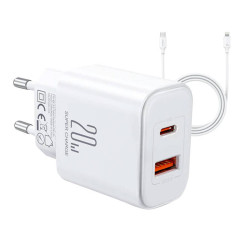 View product Charger Joyroom JR-TCF05 Flash, 20W + C to L Cable 1m (White)