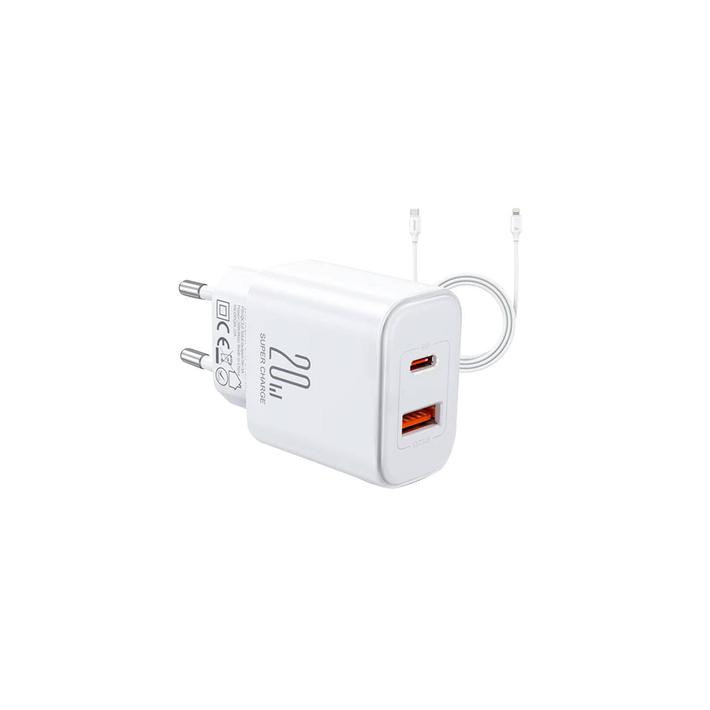 Charger Joyroom JR-TCF05 Flash, 20W + C to L Cable 1m (White)