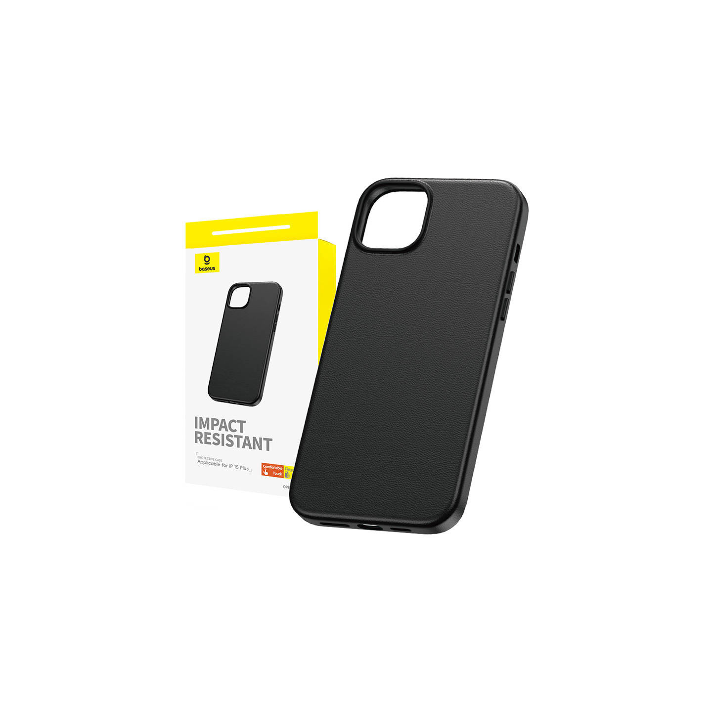 Phone Case for iPhone 15 Plus Baseus Fauxther Series (Black)