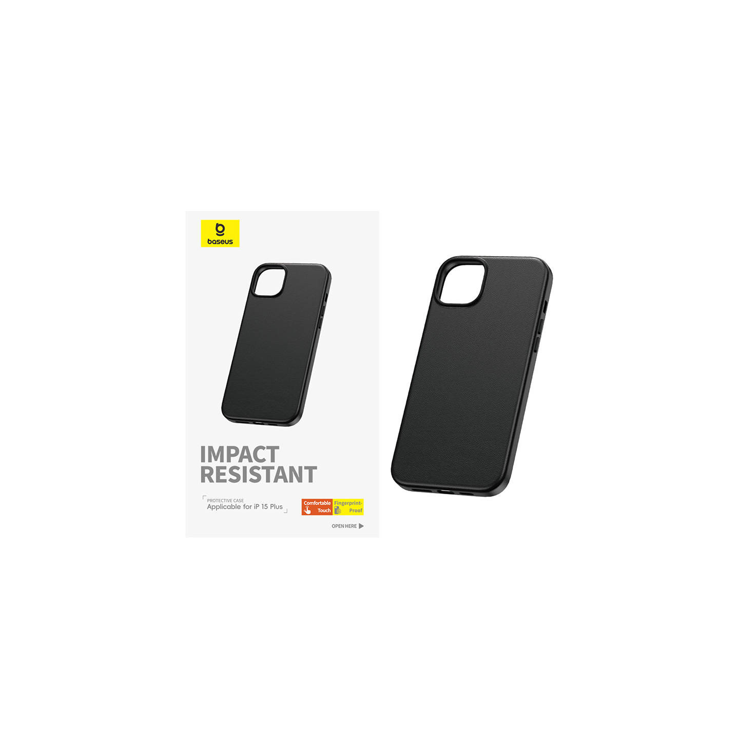 Phone Case for iPhone 15 Plus Baseus Fauxther Series (Black)