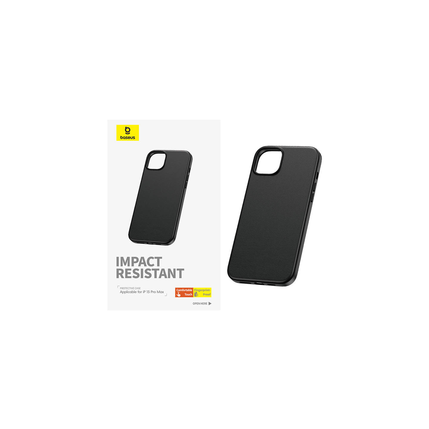 Phone Case for iPhone 15 ProMax Baseus Fauxther Series (Black)