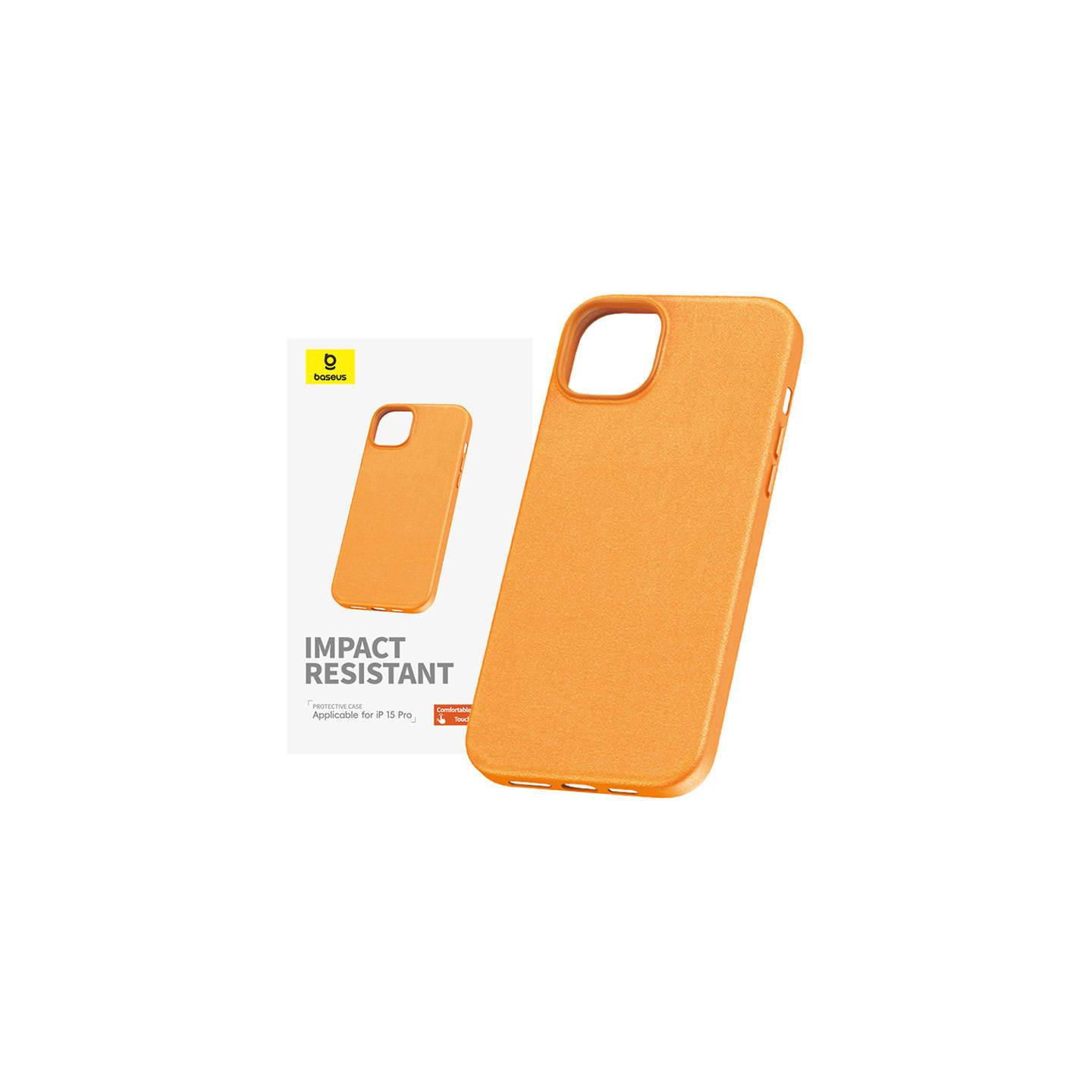 Phone Case for iPhone 15 ProMax Baseus Fauxther Series (Orange)