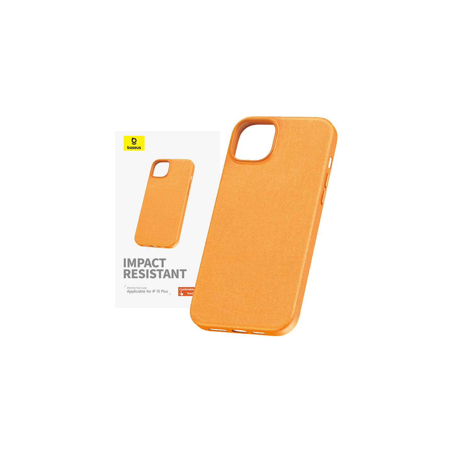 Phone Case for iPhone 15 Plus Baseus Fauxther Series (Orange)