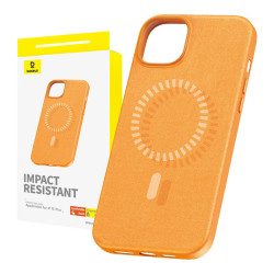 View product Magnetic Phone Case for iPhone 15 Plus Baseus Fauxther Series (Orange)
