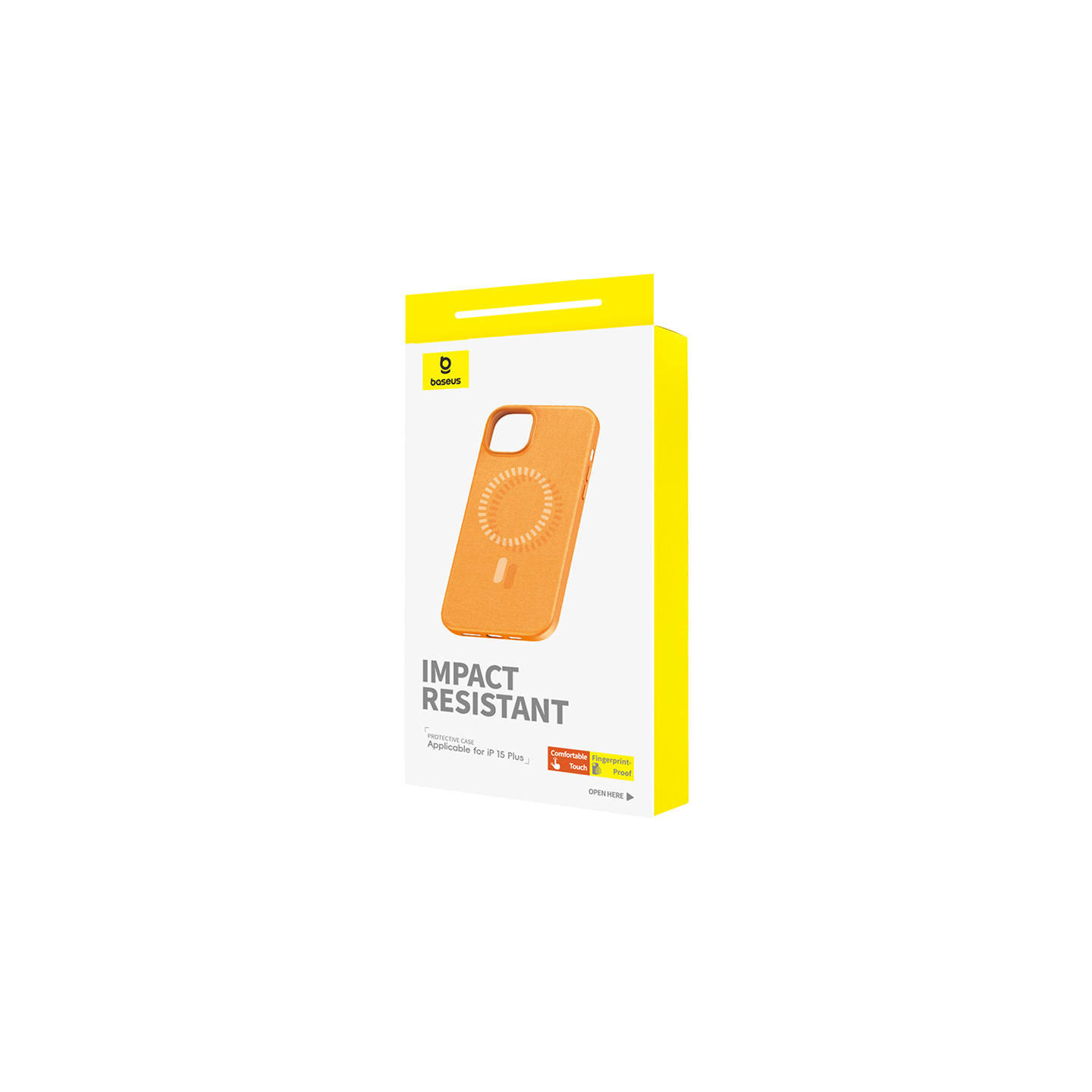 Magnetic Phone Case for iPhone 15 Plus Baseus Fauxther Series (Orange)