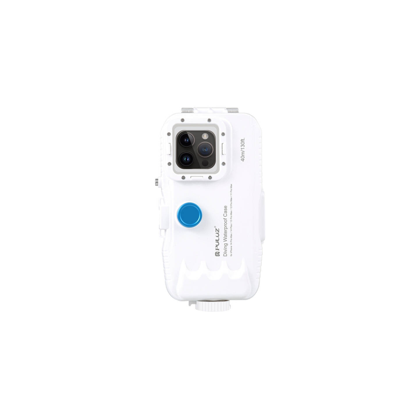 Puluz plastic waterproof case for iPhone 15 Plus/15 Pro Max/14 Plus/14 Pro Max/13 Pro Max/12 Pro Max/11 Pro Max (white)