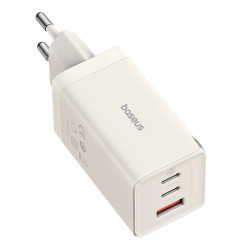 View product Wall charger Baseus GaN5 2x USB-C + USB, 65W + cable 1m (white)