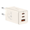 Wall charger Baseus GaN5 2x USB-C + USB, 65W + cable 1m (white)