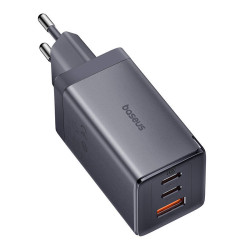 View product Wall charger Baseus GaN5 2x USB-C + USB, 65W + cable 1m (grey)