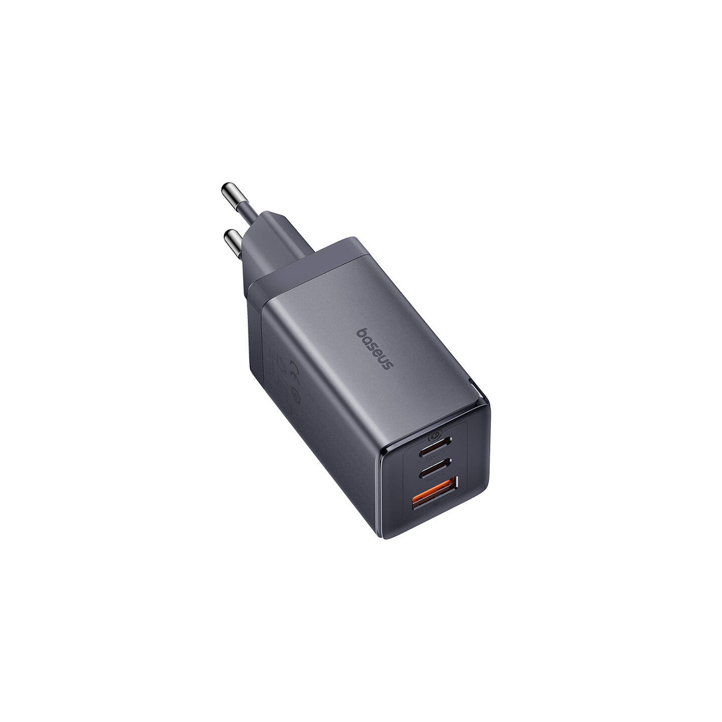 Wall charger Baseus GaN5 2x USB-C + USB, 65W + cable 1m (grey)