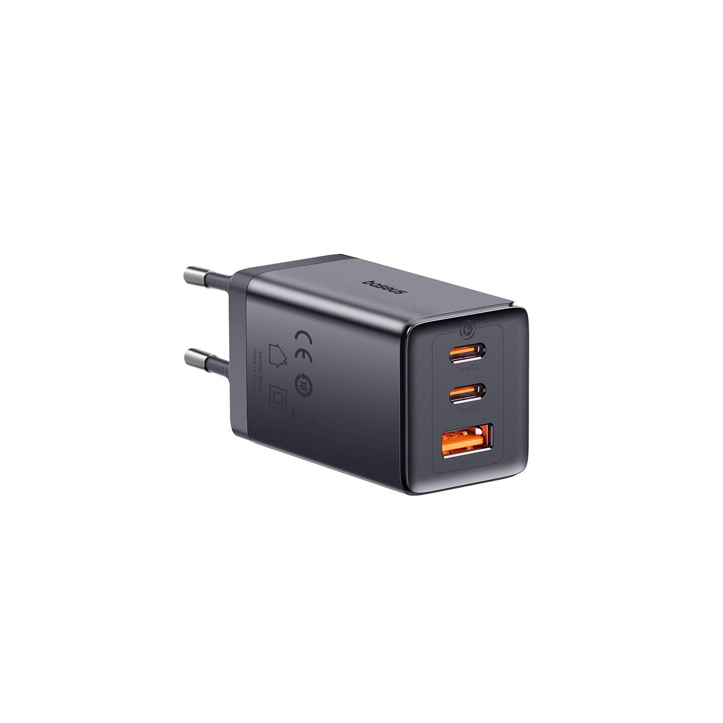 Wall charger Baseus GaN5 2x USB-C + USB, 65W + cable 1m (grey)