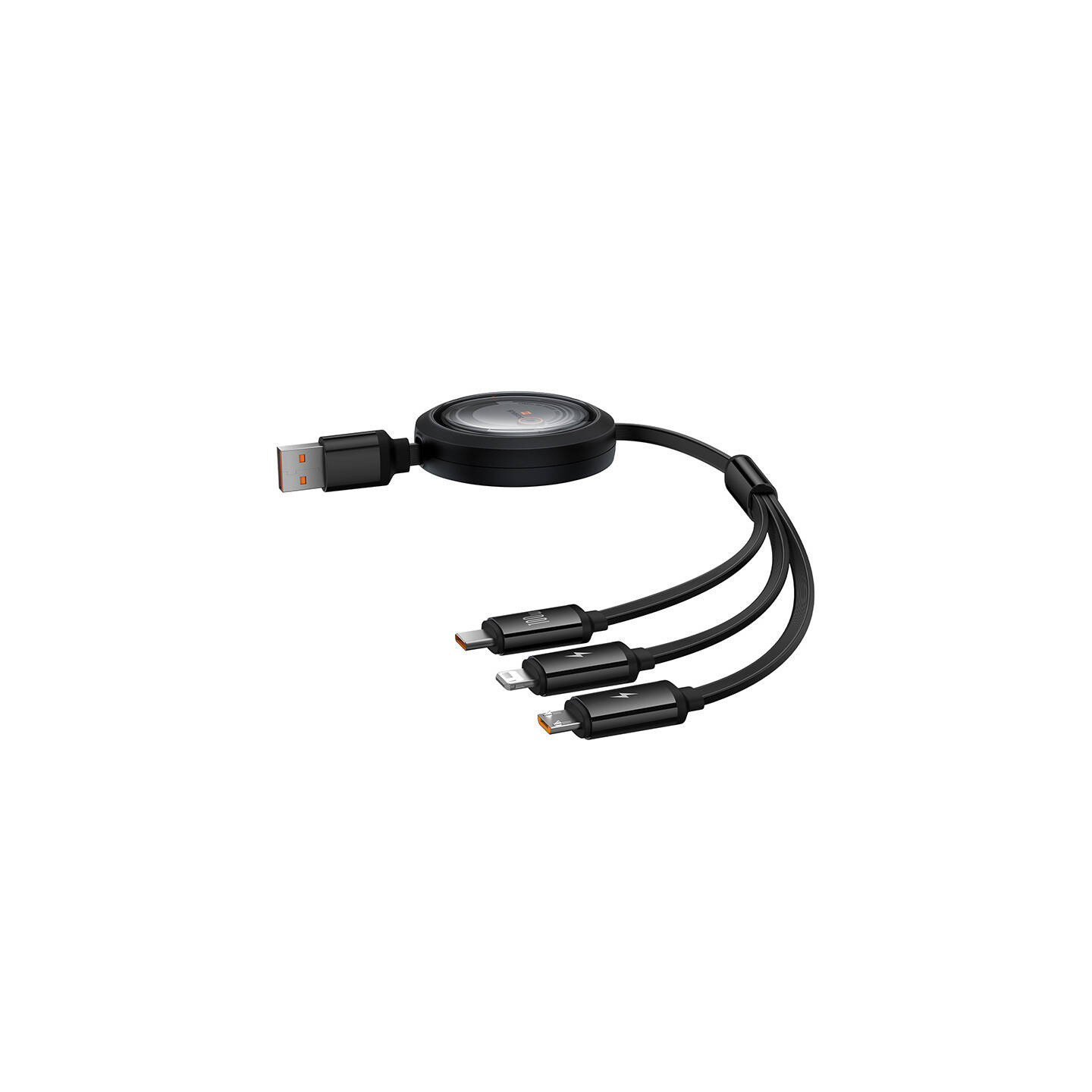 3-in-1 Baseus Free2Draw USB to M+L+C 100W cable, 1.1 m (black)