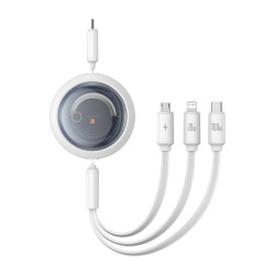 View product Fast Charging Cable 3in1 Baseus Free2Draw USB-C to USB-C/Lightning/Micro 100W, 1,1m (white)