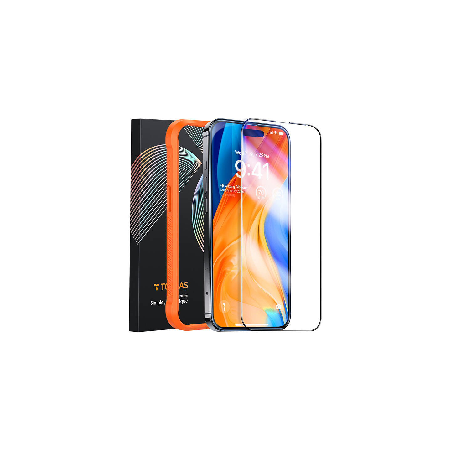 Tempered glass for iPhone 15 Torras InstaII Master