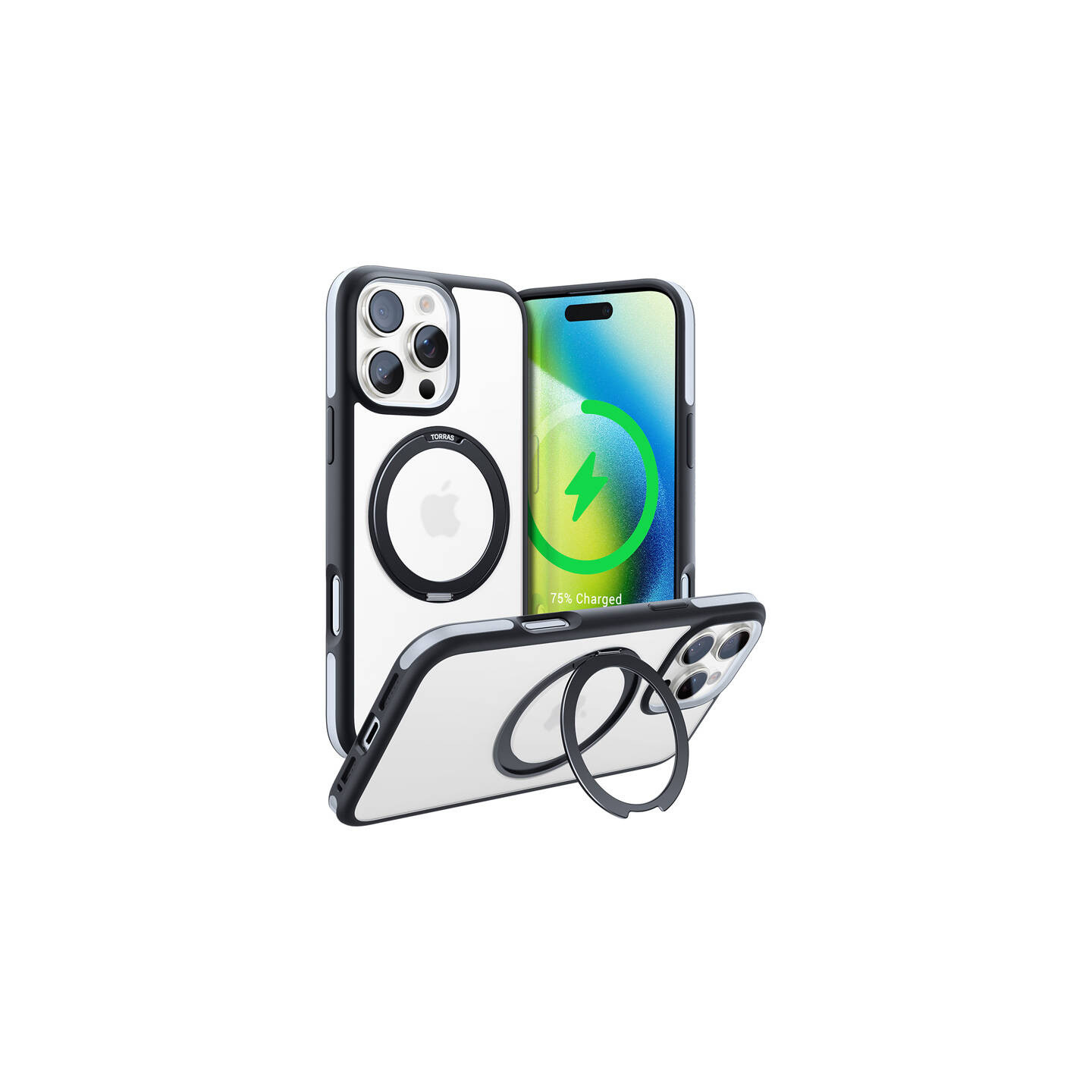 Torras Ostand R Fusion Case for iPhone 16 Pro (Black)