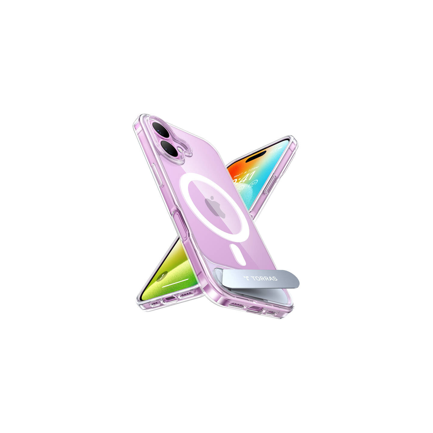 Torras Pstand Series Case for iPhone 16 (Transparent)
