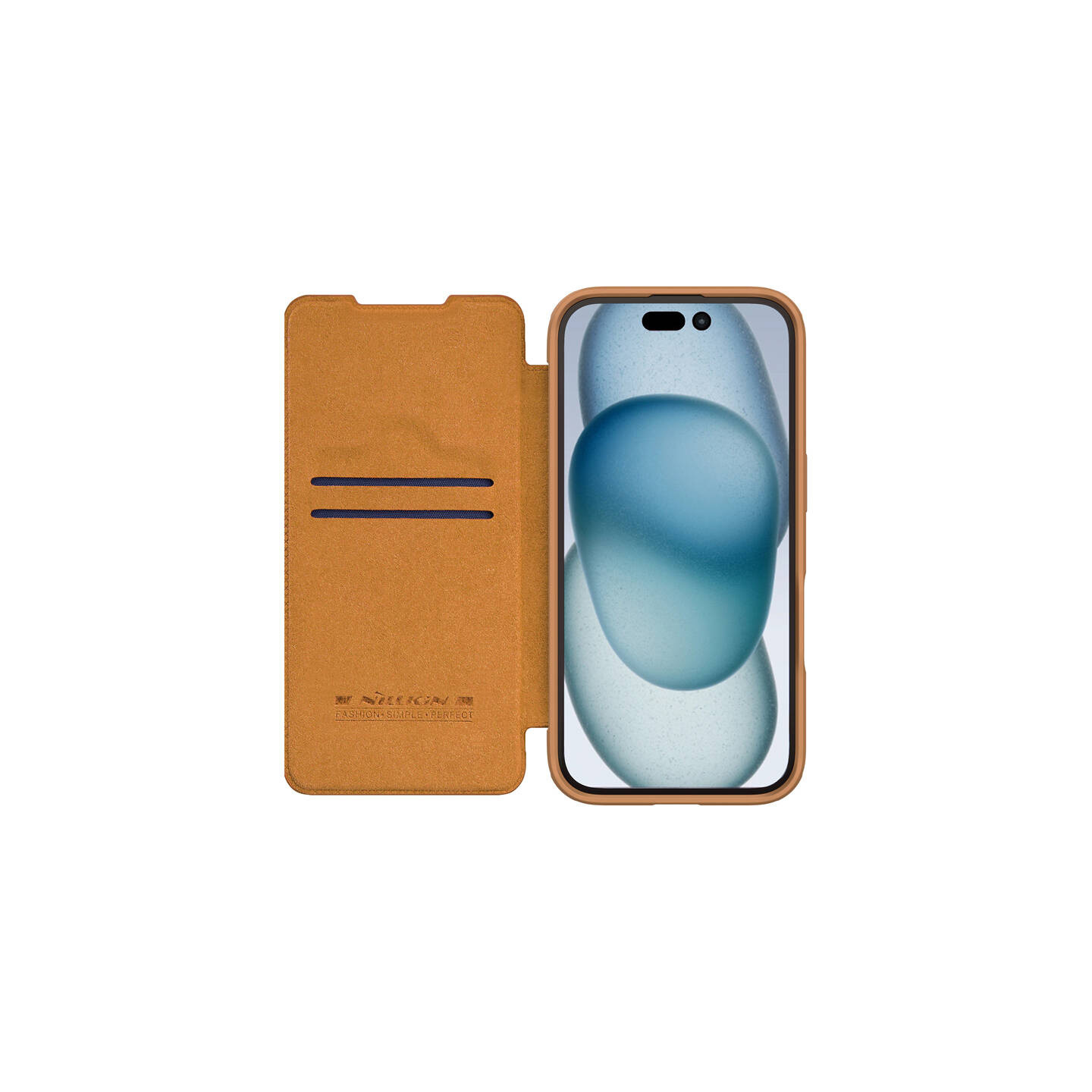 Etui Nillkin Qin Prop Leather iPhone 16 (brązowy)