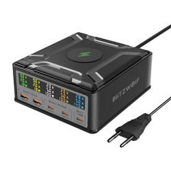View product Blitzwolf BW-S28 260W, 2xUSB-A, 3xUSB-C, 15W wireless charger (black)