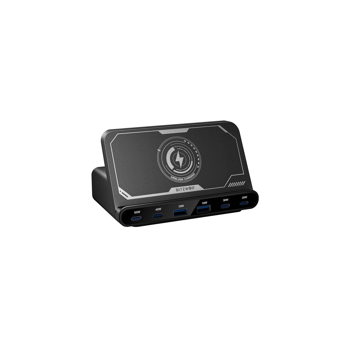 Blitzwolf BW-S27 160W, 2xUSB-A, 4xUSB-C, 15W wireless charger (black)