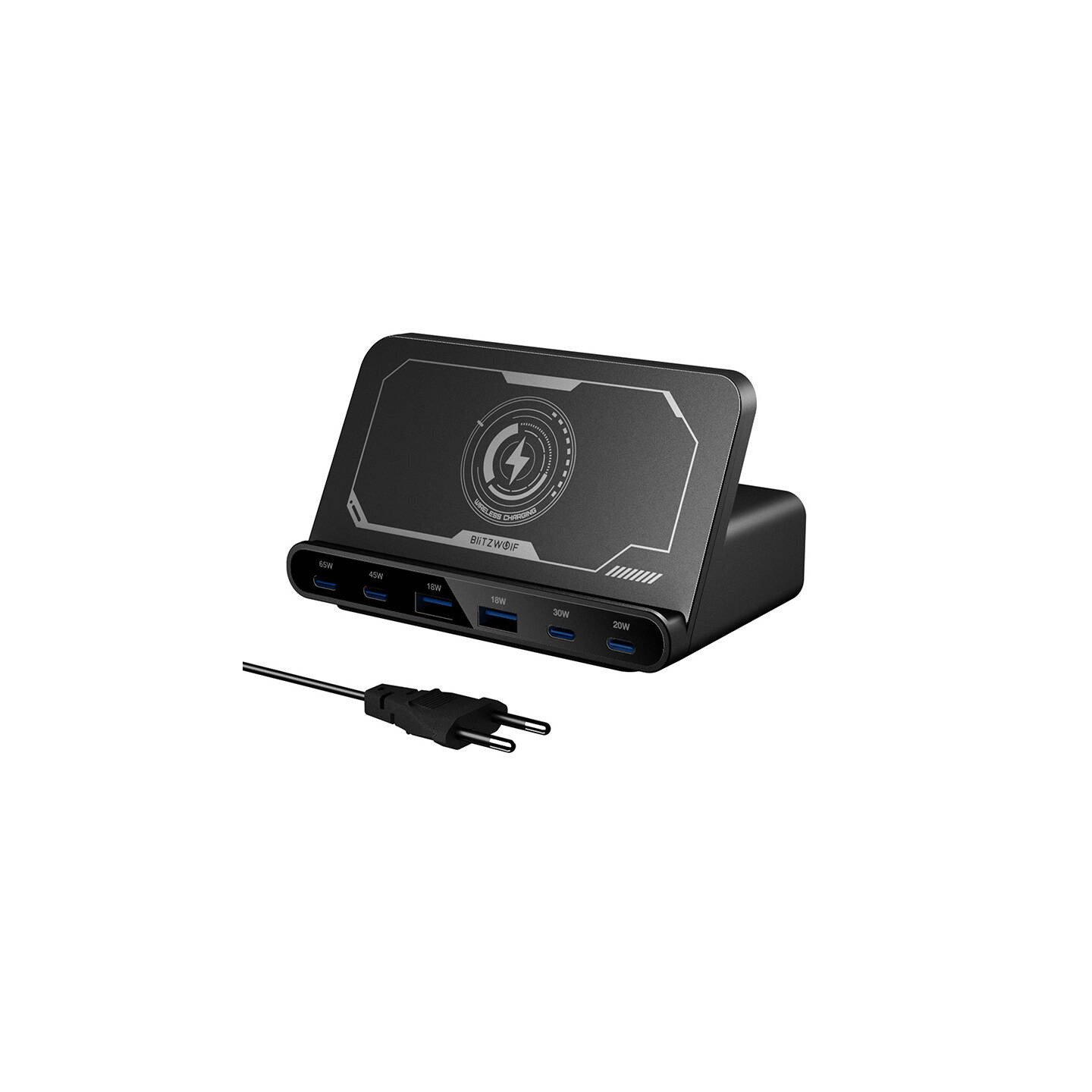 Blitzwolf BW-S27 160W, 2xUSB-A, 4xUSB-C, 15W wireless charger (black)