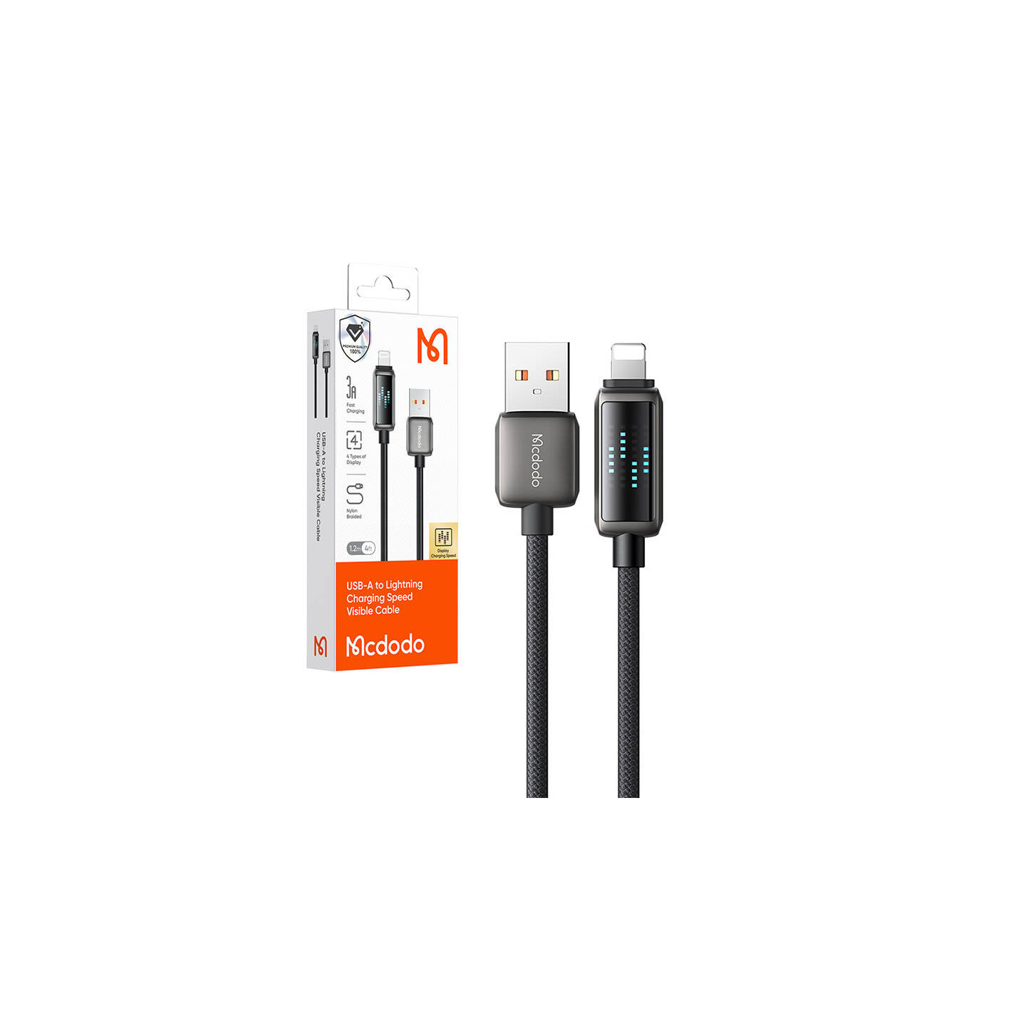 Mcdodo CA-5250 USB-A to Lightning cable, LED display, 1.2m