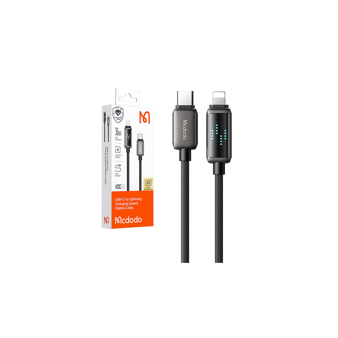 Mcdodo CA-2630 USB-C to Lightning cable, 36W, LED display, 1.2m