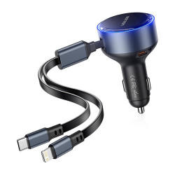 View product Vention FFOB0 USB-C car charger + USB-C/Lightning 30W cable