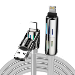 View product Blitzwolf BW-HDC6 4-in-1 USB-C/USB-A to USB-C/Lightning cable 1.2m 240W RGB (gray)