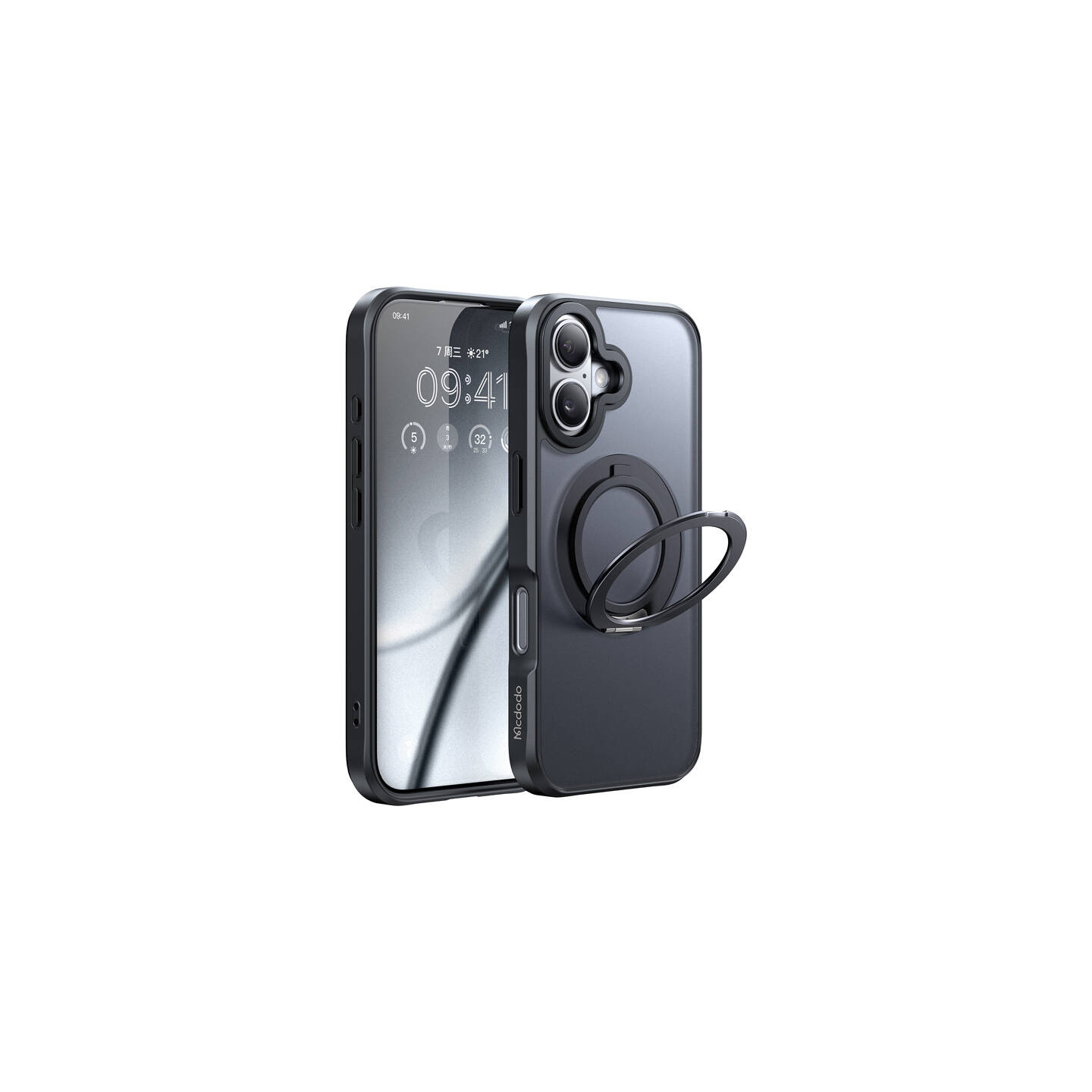 McDodo PC-4931 MagSafe case for iPhone 16 Plus with stand (black)