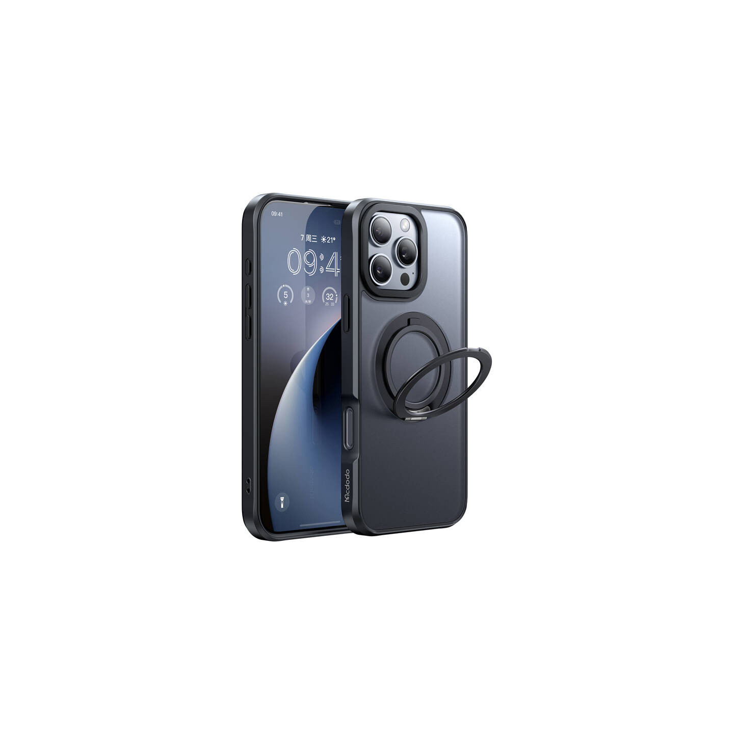 McDodo PC-4933 MagSafe case for iPhone 16 Pro Max with stand (black)