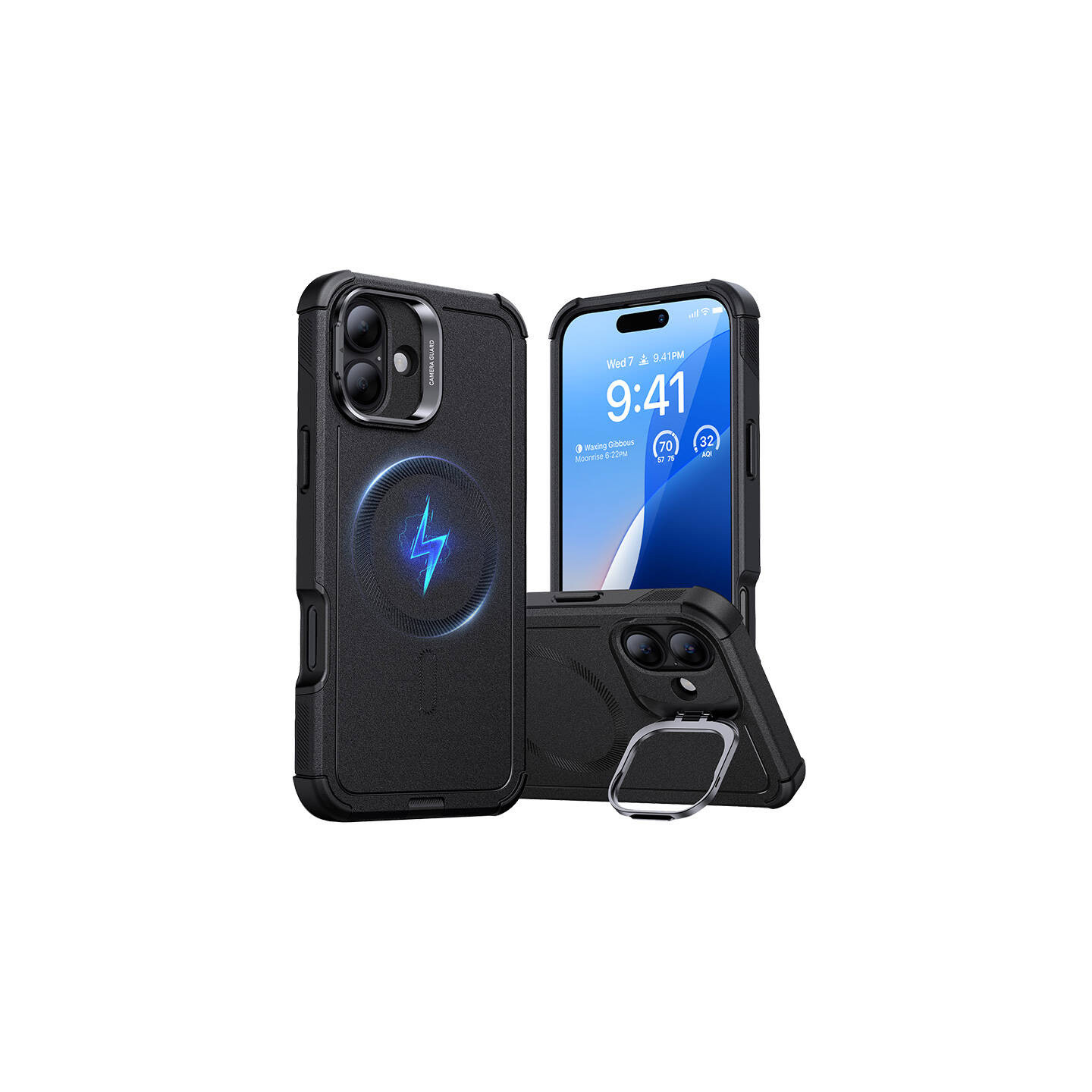 Cyber Tough (HaloLock) ESR case with stand for iPhone 16 Plus (black)