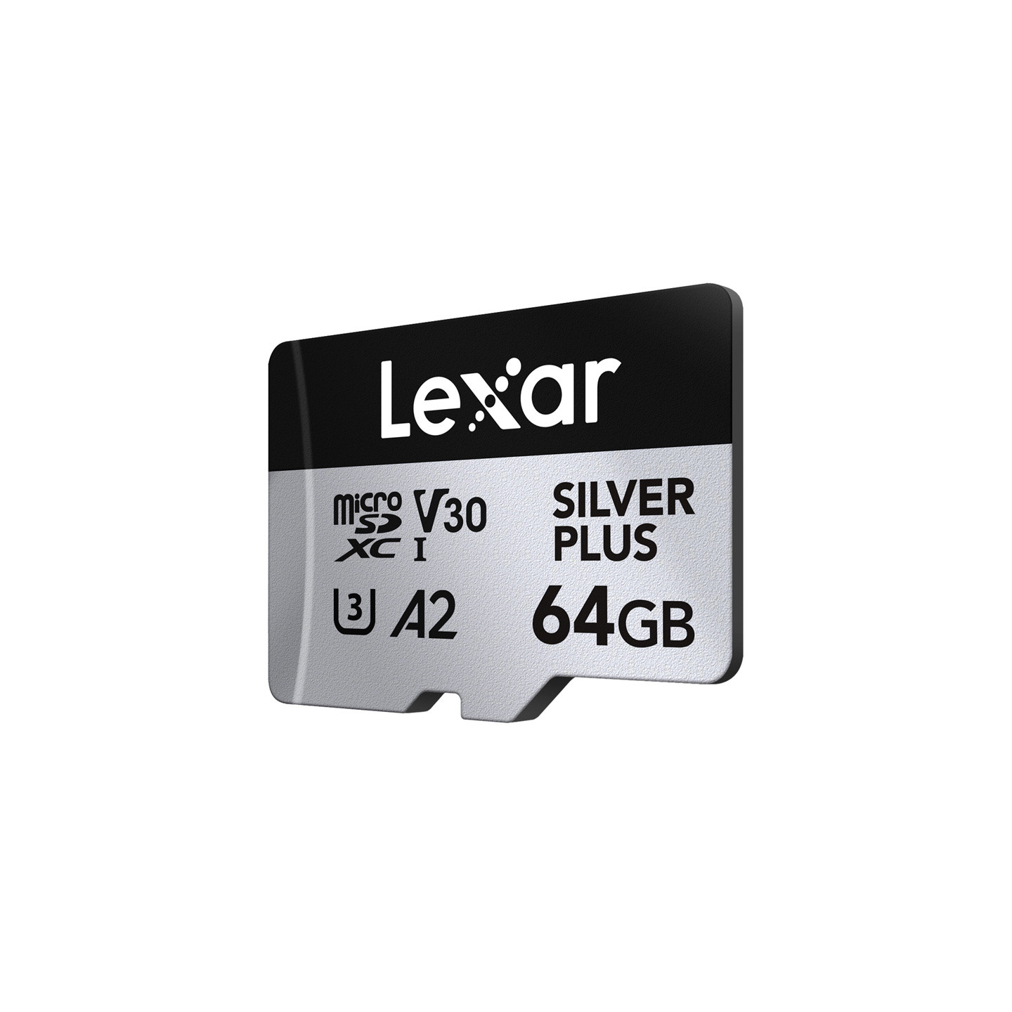 Set of 2 Lexar High-Performance Silver Plus microSDXC 2x64GB memory cards + adapter