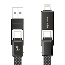 View product Blitzwolf BW-HDC7 4-in-1 USB+C+Lightning cable 240W 1.2m (black)