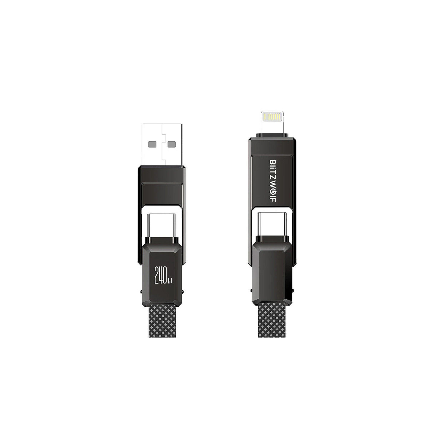 Blitzwolf BW-HDC7 4-in-1 USB+C+Lightning cable 240W 1.2m (black)