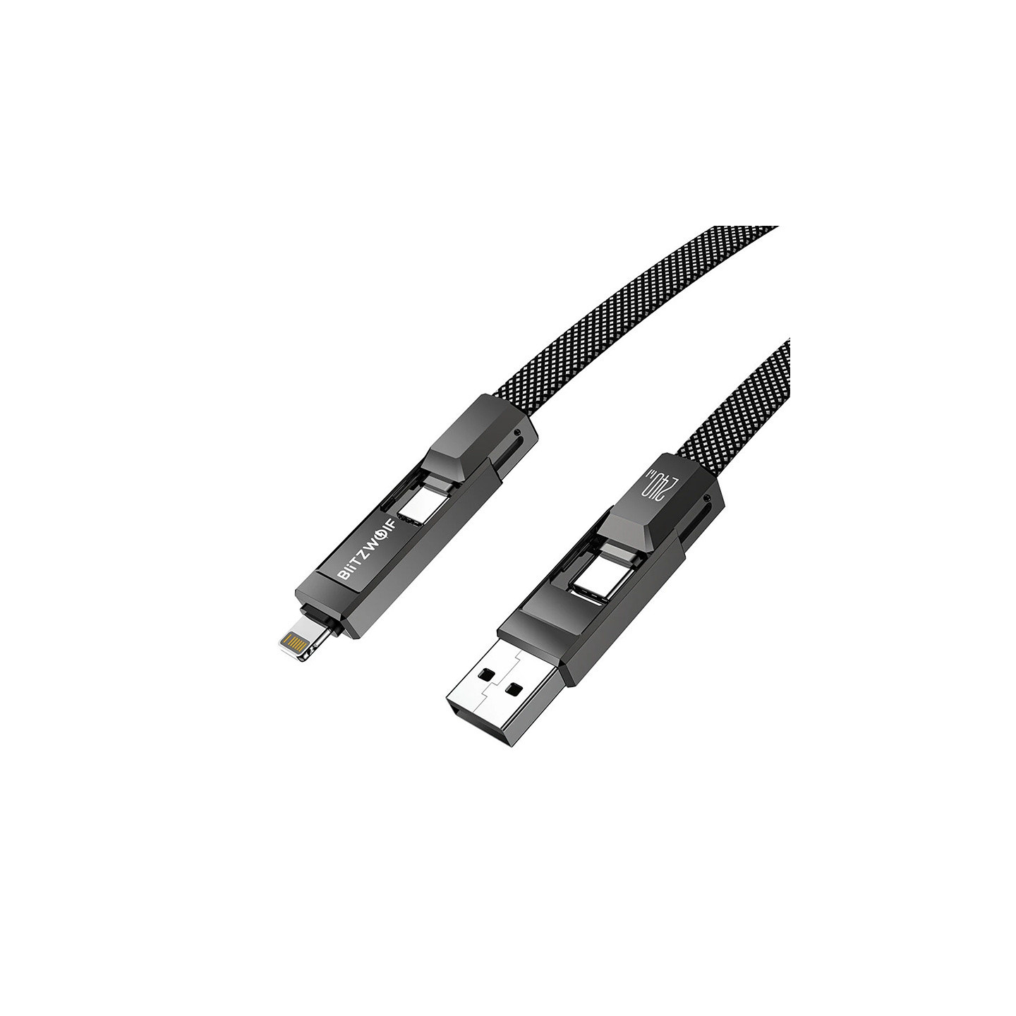 Blitzwolf BW-HDC7 4-in-1 USB+C+Lightning cable 240W 1.2m (black)