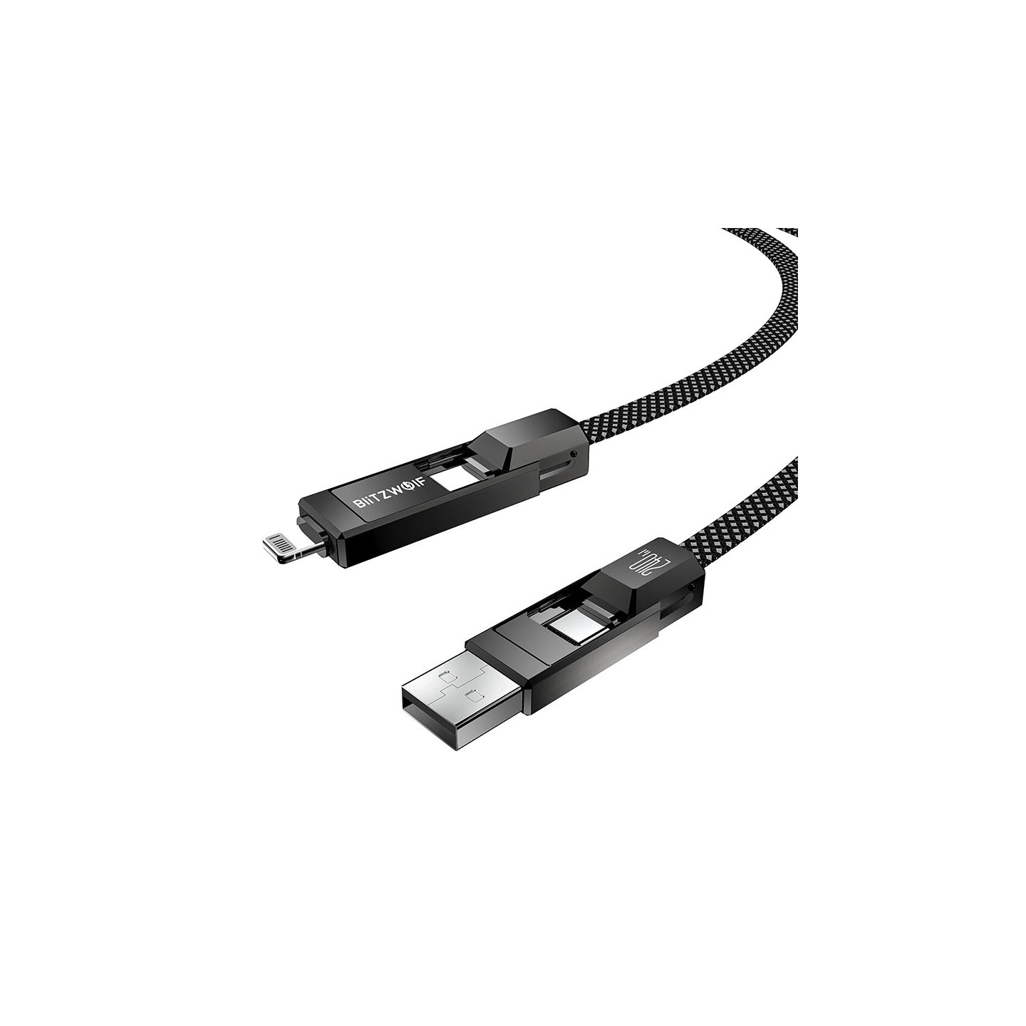 Blitzwolf BW-HDC7 4-in-1 USB+C+Lightning cable 240W 1.2m (black)