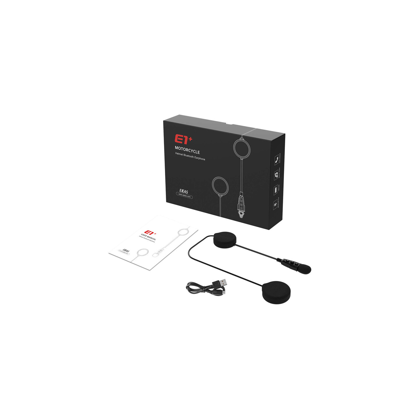 EJEAS E1+ Bluetooth headset for helmets