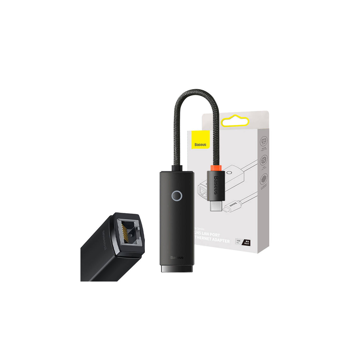 Baseus Lite Series USB-C to RJ45 network adapter, 100Mbps (black)