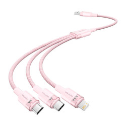 View product USB 2.0 A to 3in1 3A cable Vention CTPPG 1.5M (pink)
