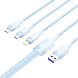 View product USB 2.0 A to 3-in-1 6A cable Vention CTRLG 1.5M (blue)