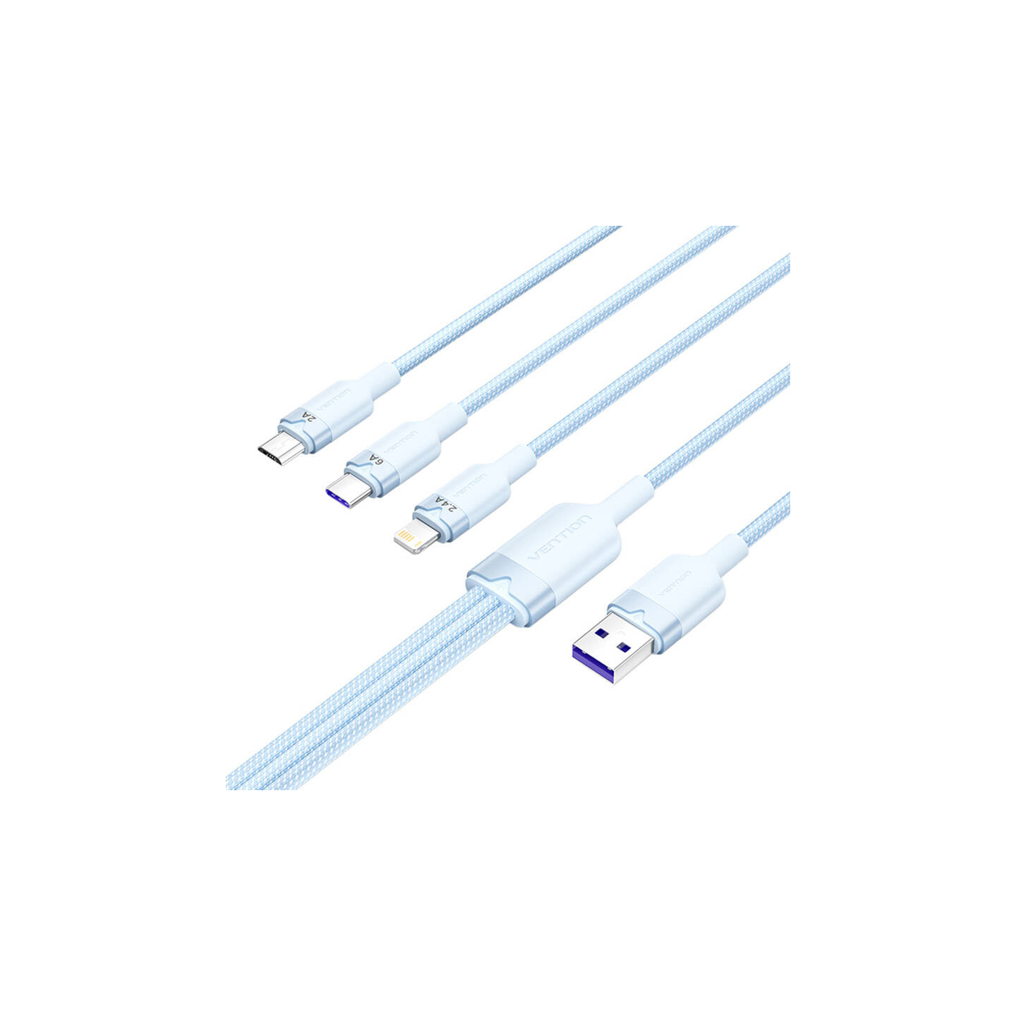 USB 2.0 A to 3-in-1 6A cable Vention CTRLG 1.5M (blue)