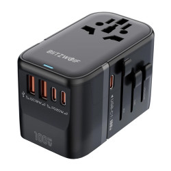 View product Blitzwolf BW-TA2 5-in-1 Travel Adapter 2xUSB PD + 2xC QC + C GaN 100W